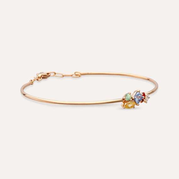 0.96 CT Multicolor Sapphire Rose Gold Bracelet - 4