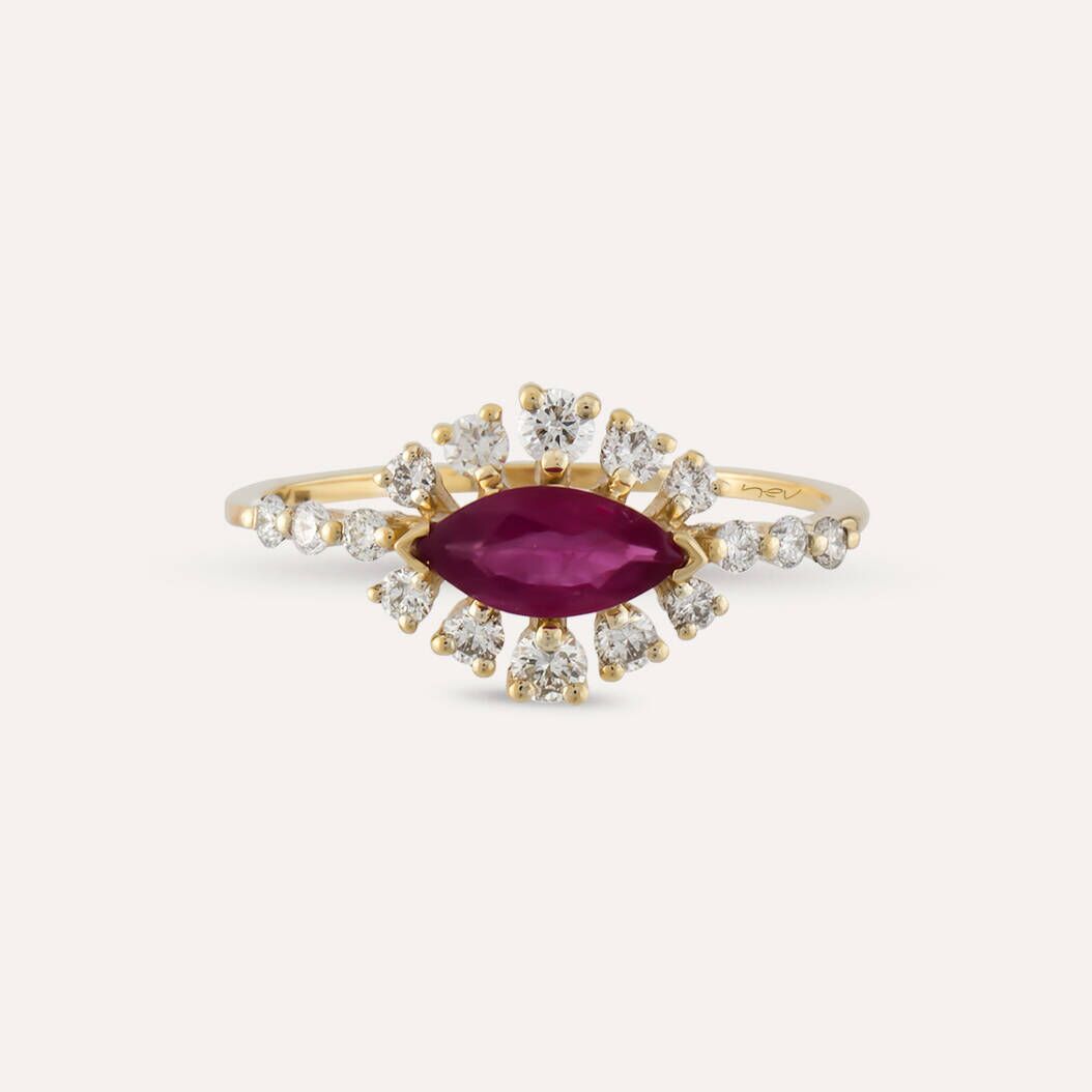 1.03 CT Ruby and Diamond Ring