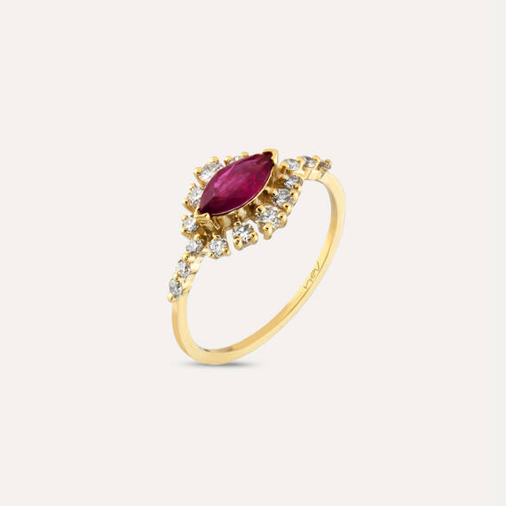 1.03 CT Ruby and Diamond Yellow Gold Ring - 3