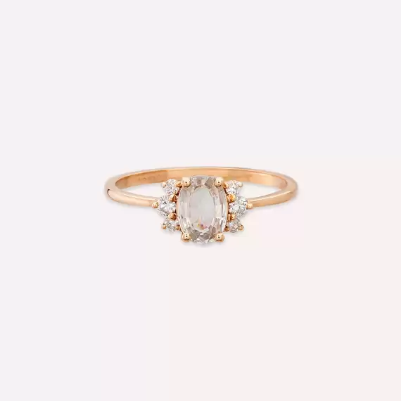 0.86 CT White Sapphire and Diamond Rose Gold Ring - 4