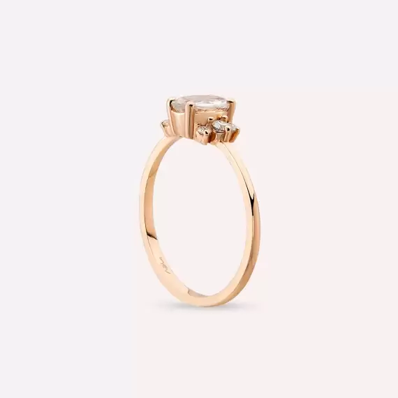 0.86 CT White Sapphire and Diamond Rose Gold Ring - 5
