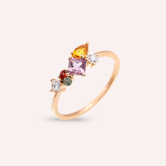 Lily 0.93 CT Diamond and Multicolor Sapphire Rose Gold Ring - 1