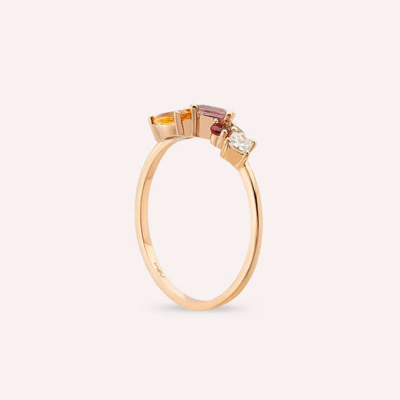 Lily 0.93 CT Diamond and Multicolor Sapphire Rose Gold Ring - 4
