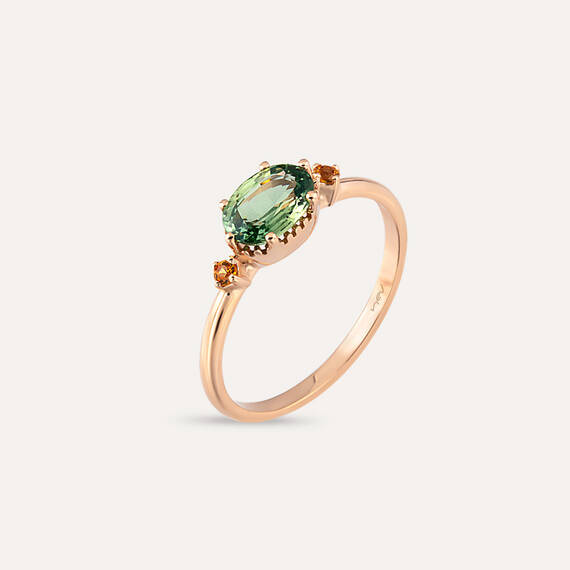 1.06 CT Multicolor Sapphire Rose Gold Ring - 1