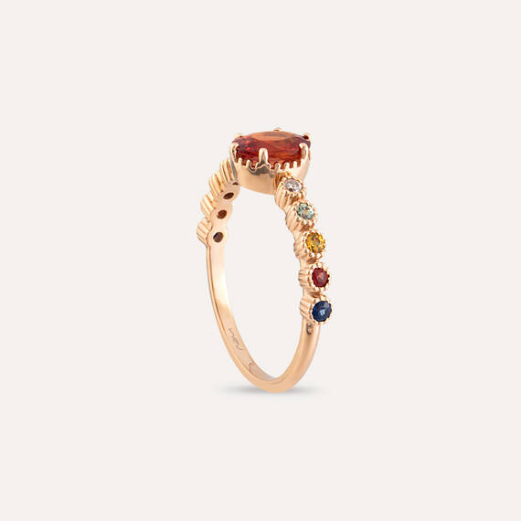 1.26 CT Multicolor Sapphire and Diamond Rose Gold Ring - 5