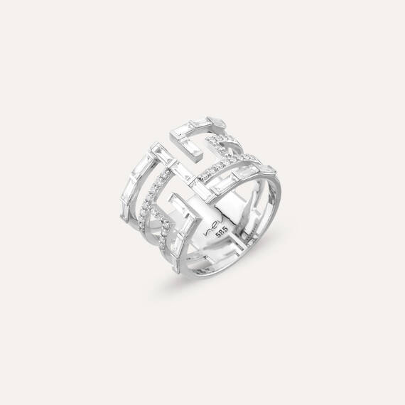 1.30 CT Baguette Cut Diamond White Gold Ring - 4