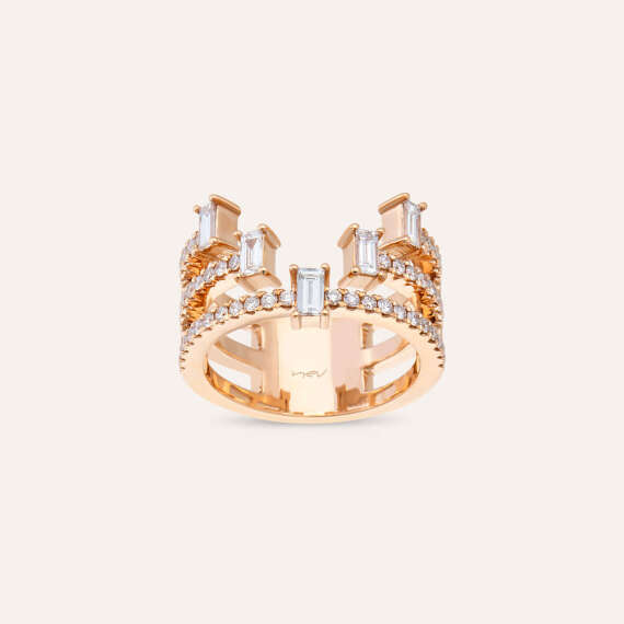 1.00 CT Baguette Cut Dimaond Rose Gold Ring - 1