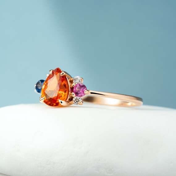 1.01 CT Multicolor Sapphire and Diamond Rose Gold Ring - 1