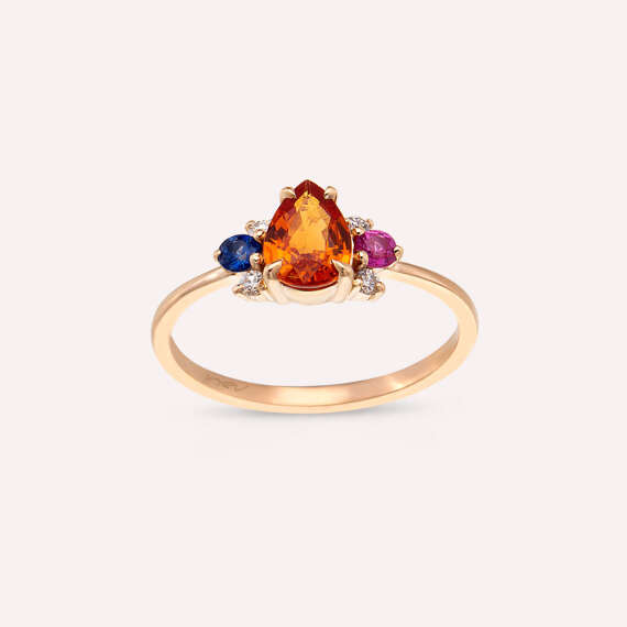 1.01 CT Multicolor Sapphire and Diamond Rose Gold Ring - 2