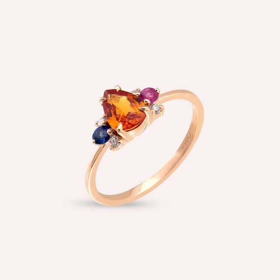 1.01 CT Multicolor Sapphire and Diamond Rose Gold Ring - 3