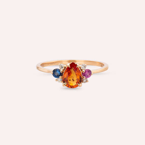 1.01 CT Multicolor Sapphire and Diamond Rose Gold Ring - 5