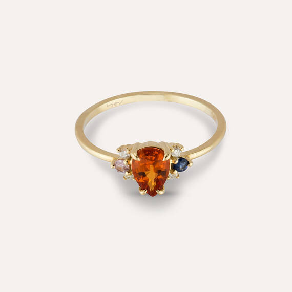 1.01 CT Multicolor Sapphire and Diamond Yellow Gold Ring - 5