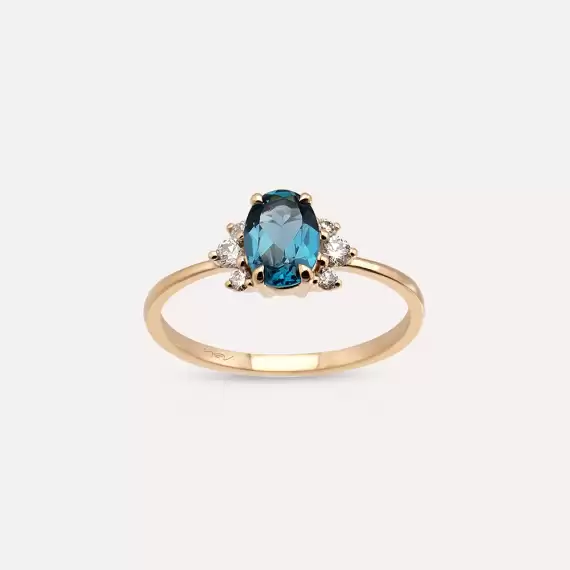 1.02 CT London Blue Topaz and Diamond Rose Gold Ring - 2