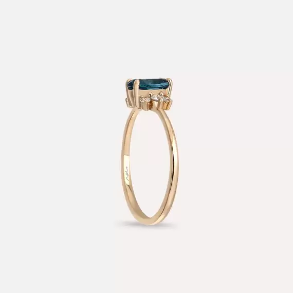 1.02 CT London Blue Topaz and Diamond Rose Gold Ring - 4