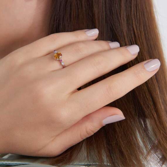 1.02 CT Multicolor Sapphire and Diamond White Gold Ring - 4