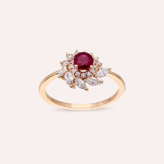 1.02 Ruby and Diamond Rose Gold Ring - 2