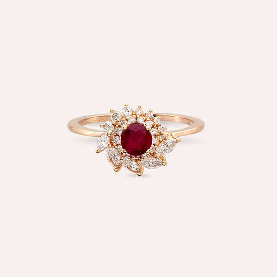 1.02 Ruby and Diamond Rose Gold Ring - 5