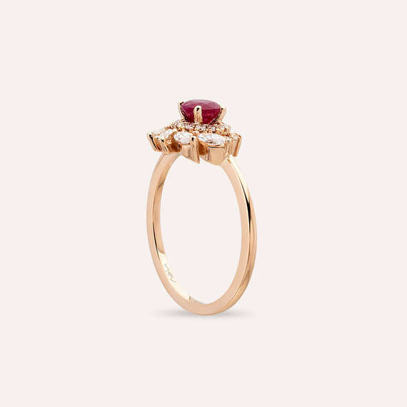 1.02 Ruby and Diamond Rose Gold Ring - 6
