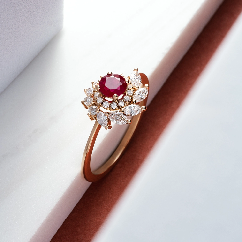 1.02 Ruby and Diamond Rose Gold Ring - 1