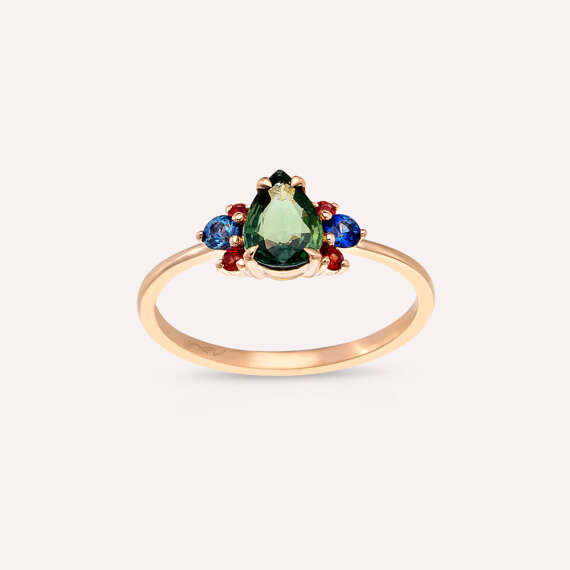 1.03 CT Multicolor Sapphire Rose Gold Ring - 1