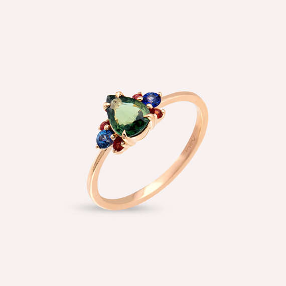 1.03 CT Multicolor Sapphire Rose Gold Ring - 2