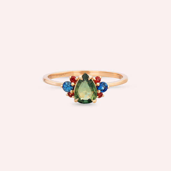 1.03 CT Multicolor Sapphire Rose Gold Ring - 3