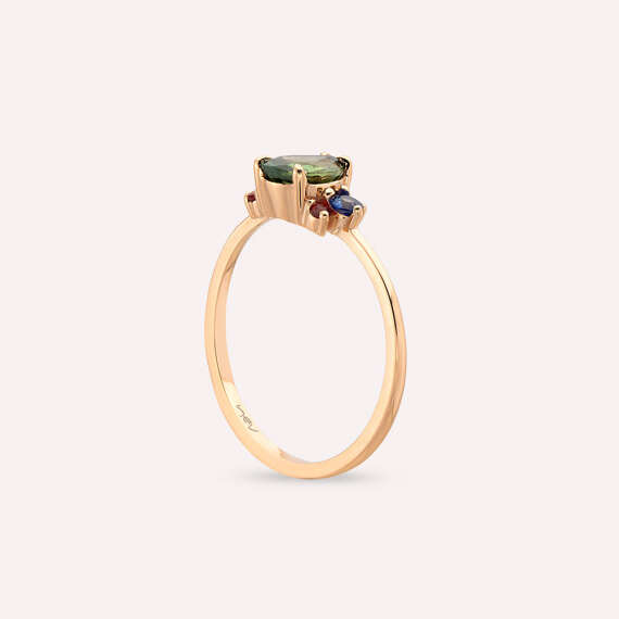 1.03 CT Multicolor Sapphire Rose Gold Ring - 4