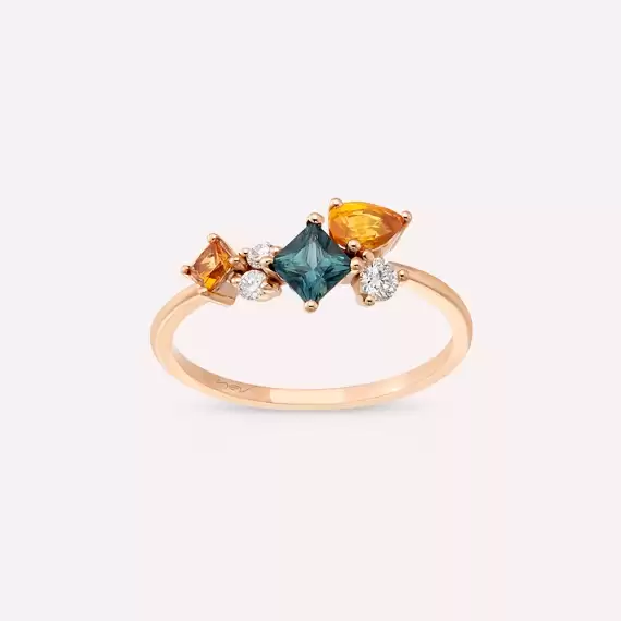 Lily 0.98 CT Multicolor Sapphire Rose Gold Ring - 1