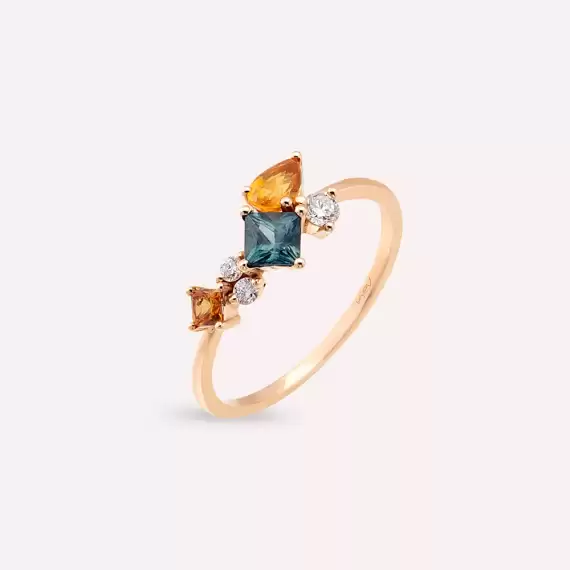 Lily 0.98 CT Multicolor Sapphire Rose Gold Ring - 3