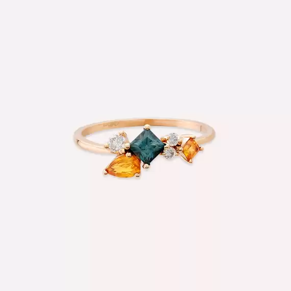 Lily 0.98 CT Multicolor Sapphire Rose Gold Ring - 4