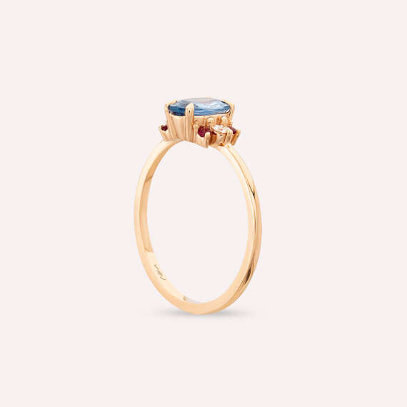 1.04 CT Multicolor Sapphire, Ruby and Diamond Rose Gold Ring - 4