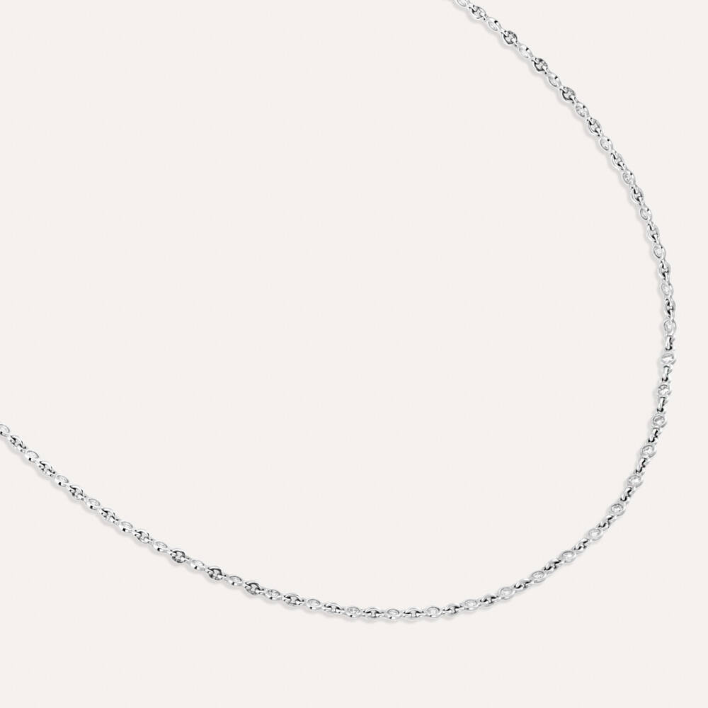 1.05 CT Rose Cut Diamond White Gold Necklace