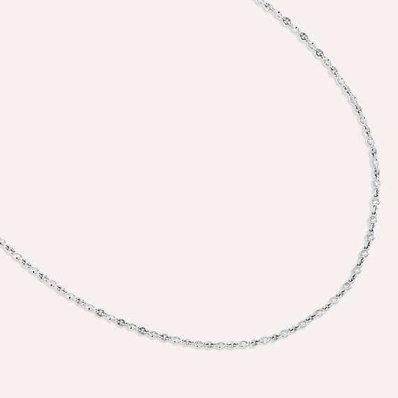 1.05 CT Rose Cut Diamond White Gold Necklace - 1
