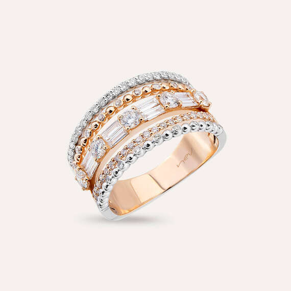 0.96 CT Baguette Cut Diamond Rose Gold Ring - 4
