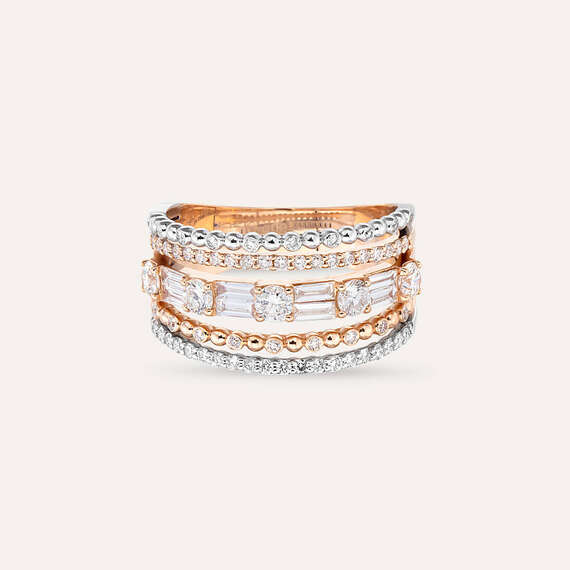 0.96 CT Baguette Cut Diamond Rose Gold Ring - 5