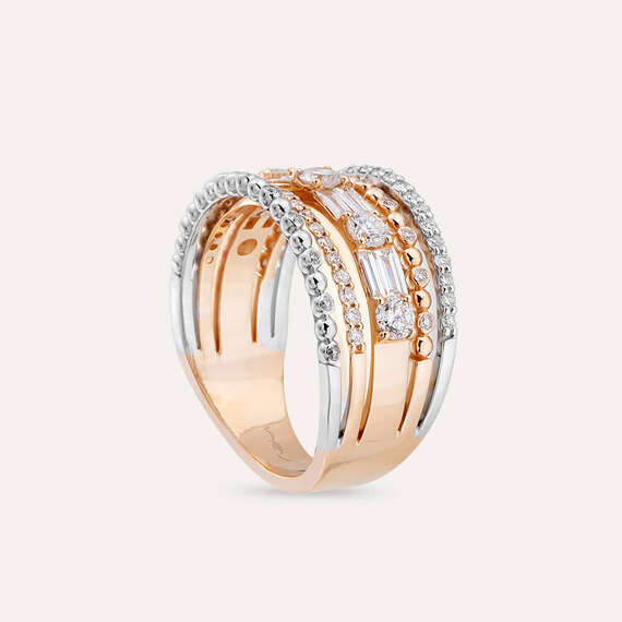 0.96 CT Baguette Cut Diamond Rose Gold Ring - 7