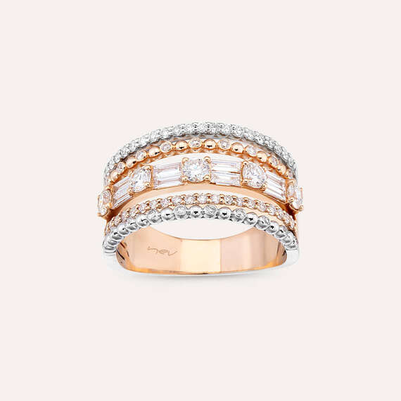 0.96 CT Baguette Cut Diamond Rose Gold Ring - 1