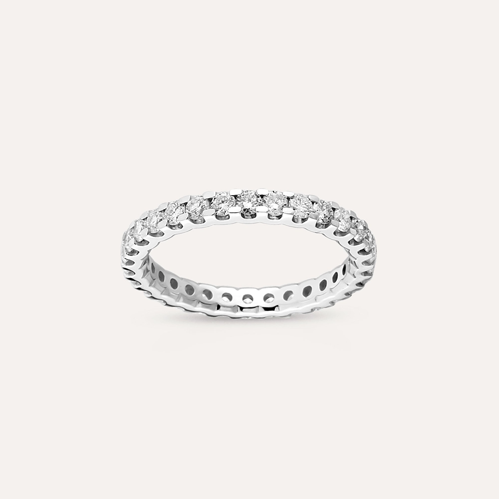 1.06 CT Diamond White Gold Half Eternity Ring - 1