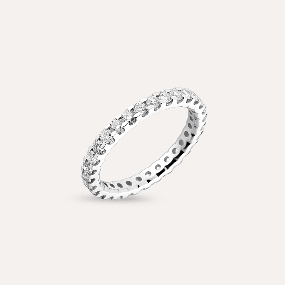 1.06 CT Diamond White Gold Half Eternity Ring - 3
