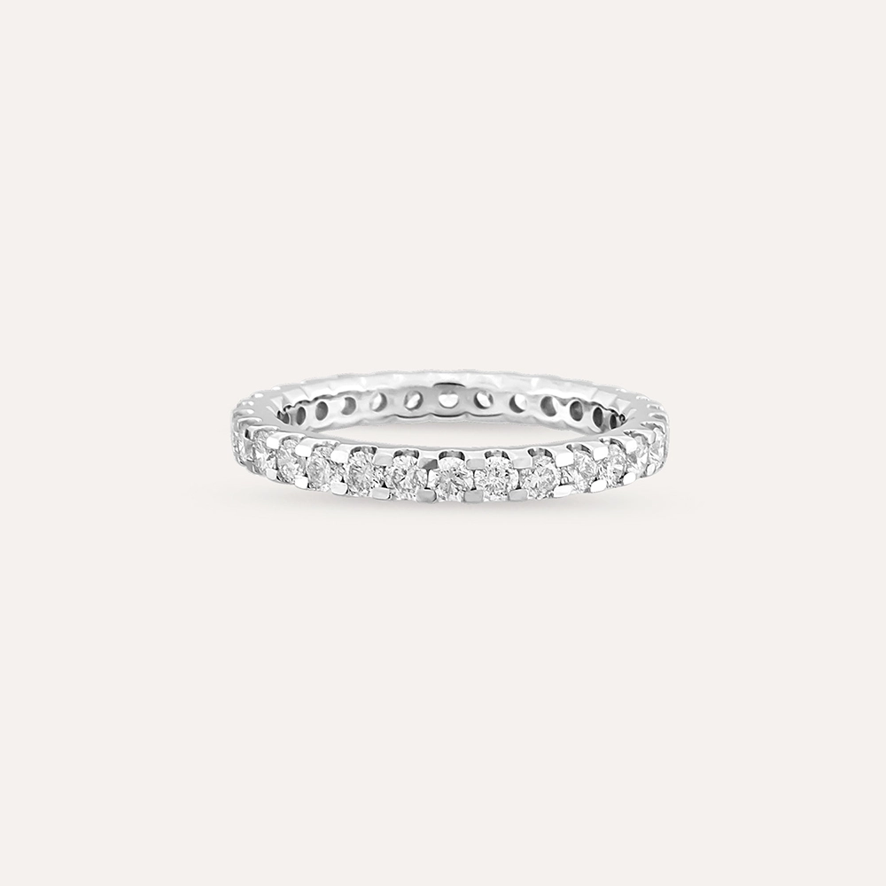 1.06 CT Diamond White Gold Half Eternity Ring - 4