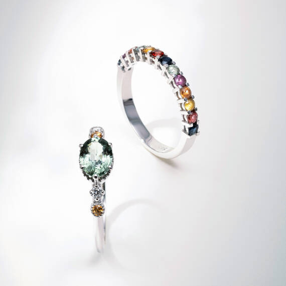 1.19 CT Multicolor Sapphire and Diamond White Gold Ring - 4
