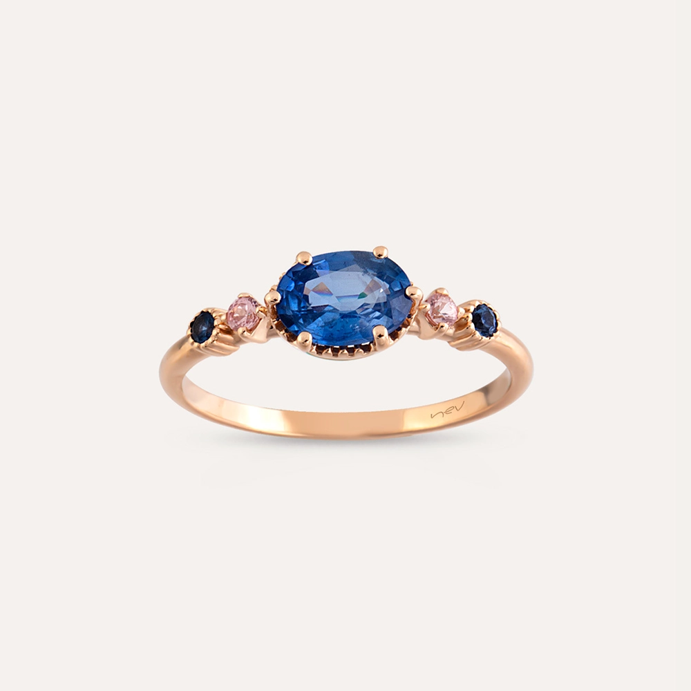 0.94 CT Multicolor Sapphire Rose Gold Ring - 2