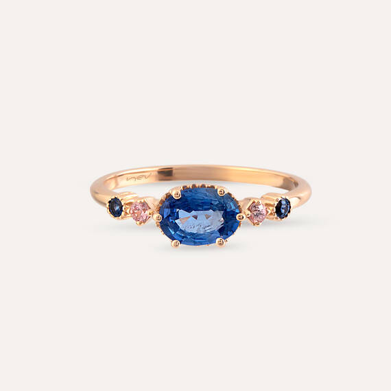 0.94 CT Multicolor Sapphire Rose Gold Ring - 4