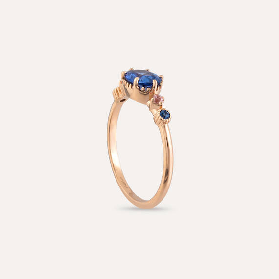 0.94 CT Multicolor Sapphire Rose Gold Ring - 3