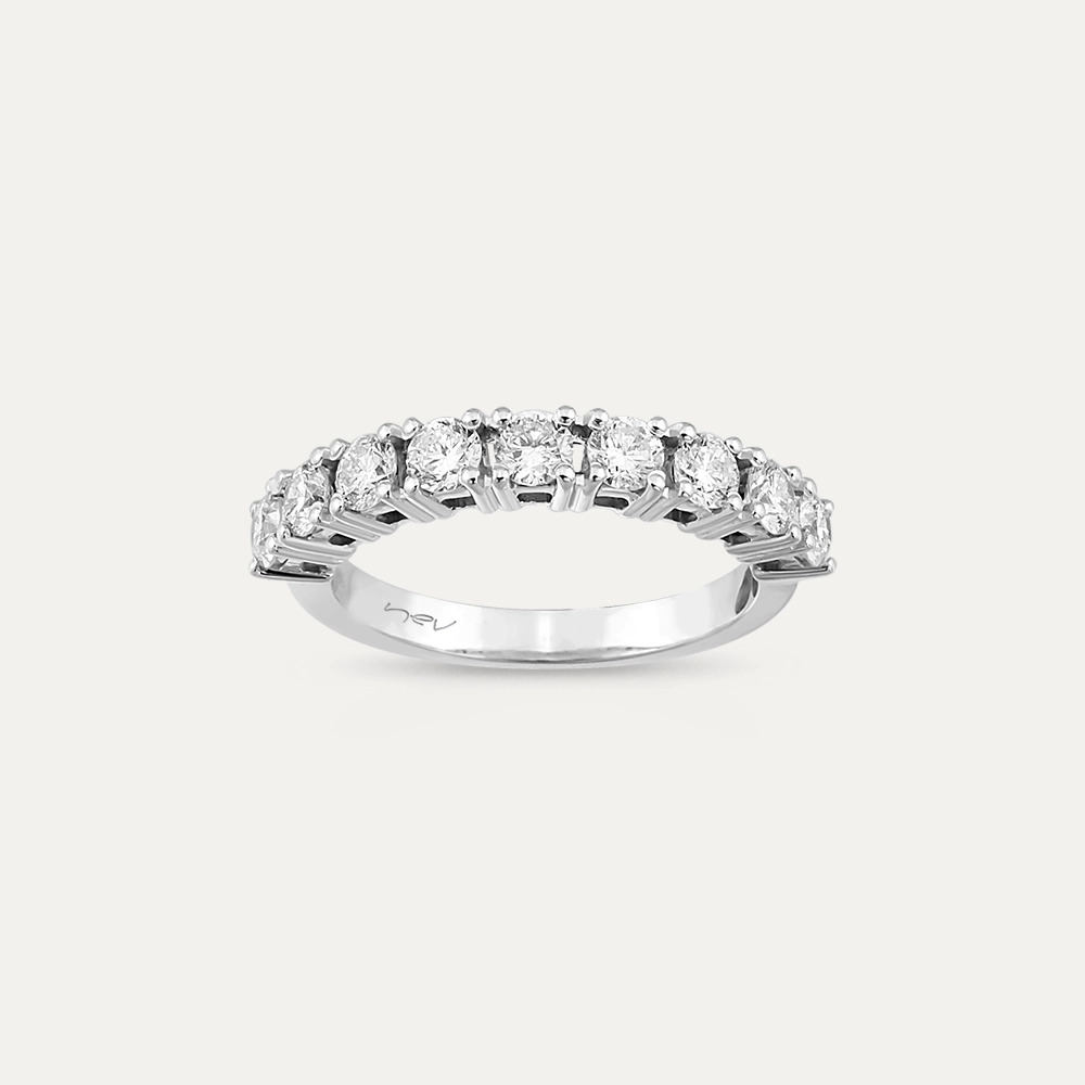 1.06 CT Pırlanta Taşlı Yarımtur Beyaz Altın Yüzük - 2