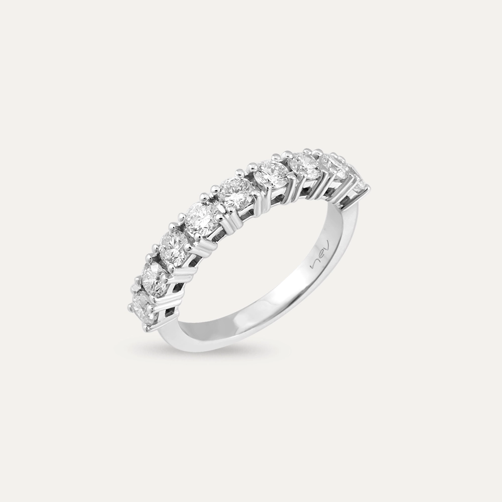 1.06 CT Pırlanta Taşlı Yarımtur Beyaz Altın Yüzük - 1