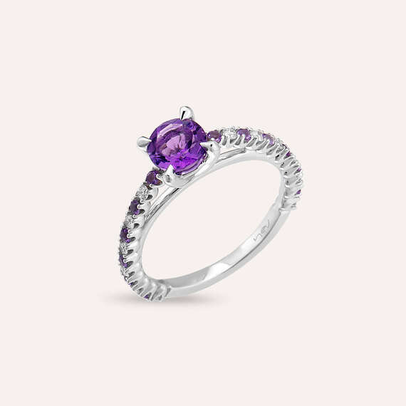 1.07 CT Amethyst and Diamond White Gold Ring - 4
