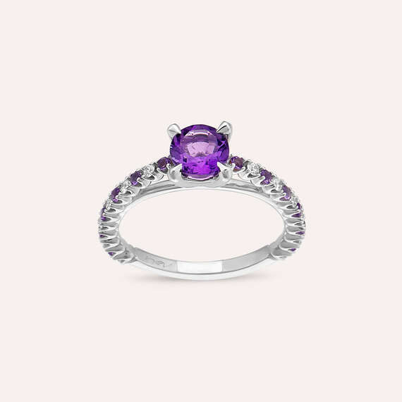 1.07 CT Amethyst and Diamond White Gold Ring - 1