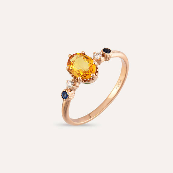 1.07 CT Multicolor Sapphire and Diamond Rose Gold Ring - 1