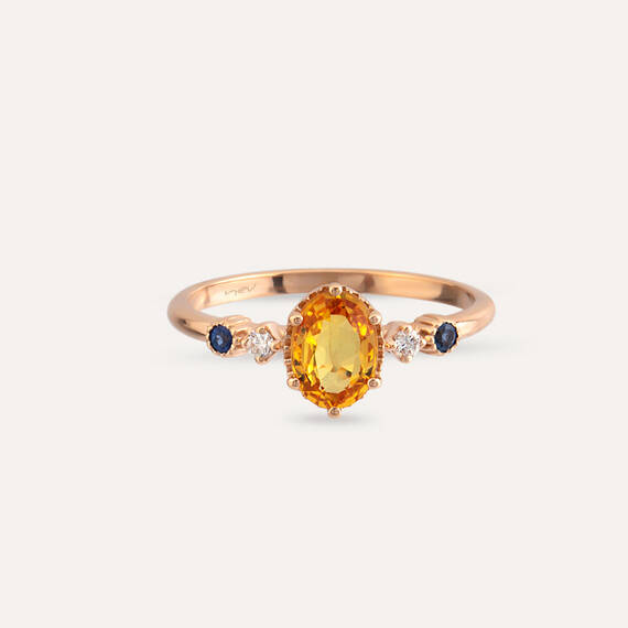1.07 CT Multicolor Sapphire and Diamond Rose Gold Ring - 4